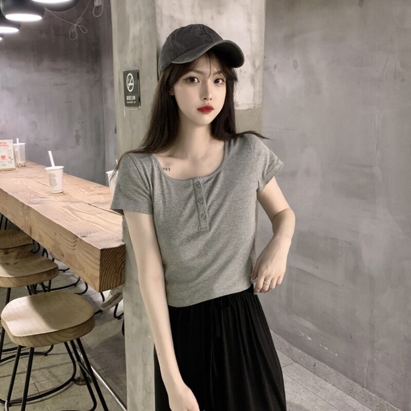 ショートシャツ トップス サマースタイル半袖スリーブTシャツ ハーフスリーブ 夏物 スクウェア 試着室11644236580