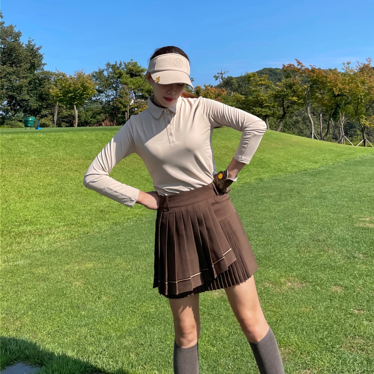 ラインポイントアンバランスダブルプリーツスカート(大きいサイズあり