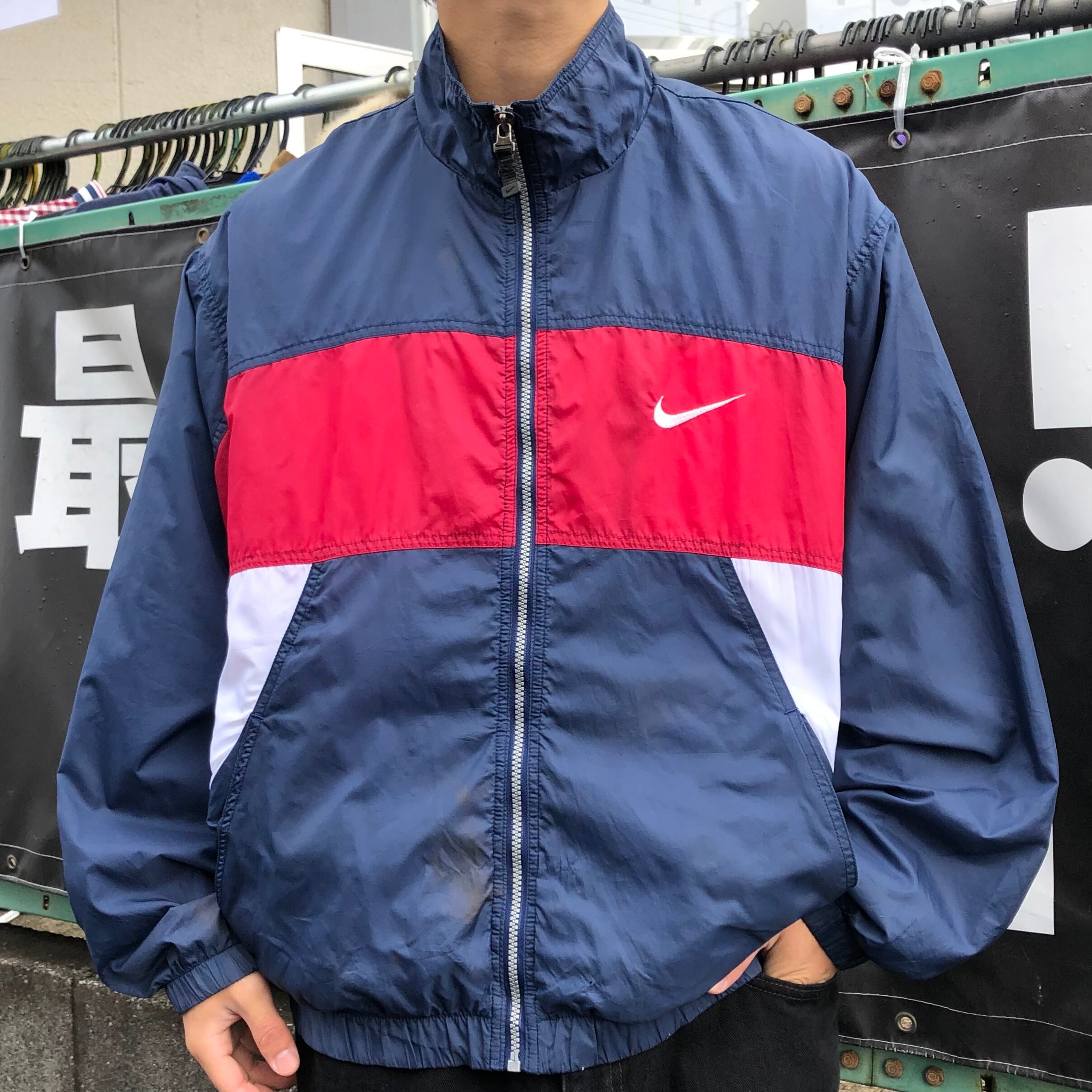 90s NIKE 銀タグ ナイロンジャケット ヴィンテージ 筆記体 ロゴ