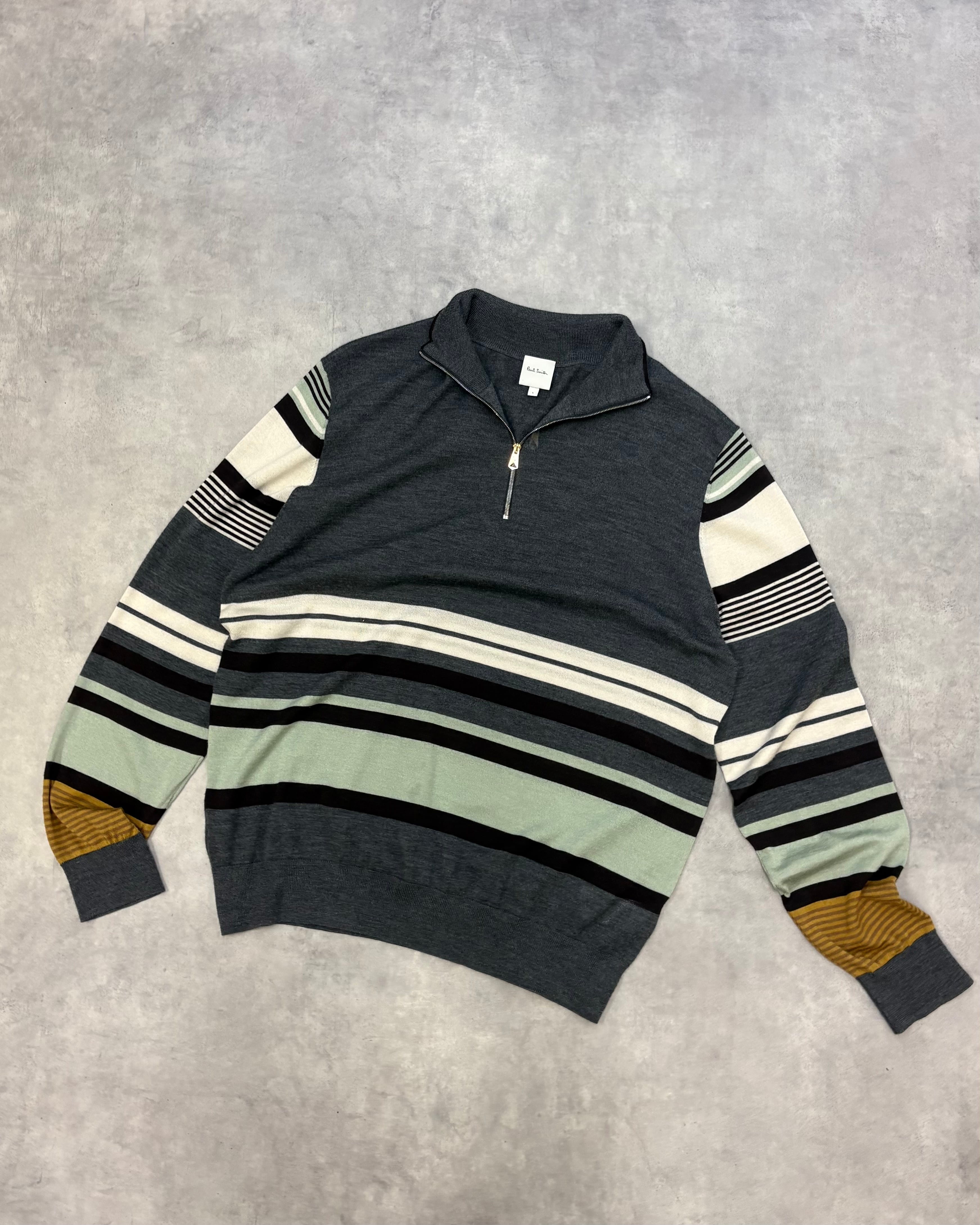 Paul Smith Wool×Silk Half-Zip Border Knit
