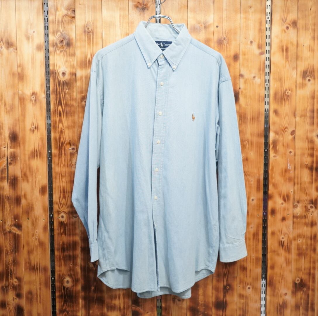 ralphlauren blake 長袖 シャンブレーシャツ L/ラルフローレン 90s