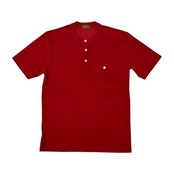 80s 90s Yves Saint Laurent イヴサンローラン ヘンリーネック 半袖Tシャツ パイル系 カットソー M /レッド/ビンテージ/福助代理