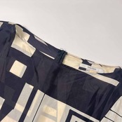 シルク100% ZARA BASIC ザラベーシック シースルー 半袖 ワンピース M/ブラック×ホワイト レディース