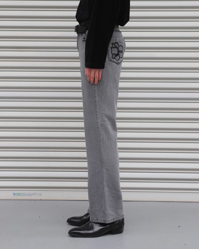 embroidered straight denim