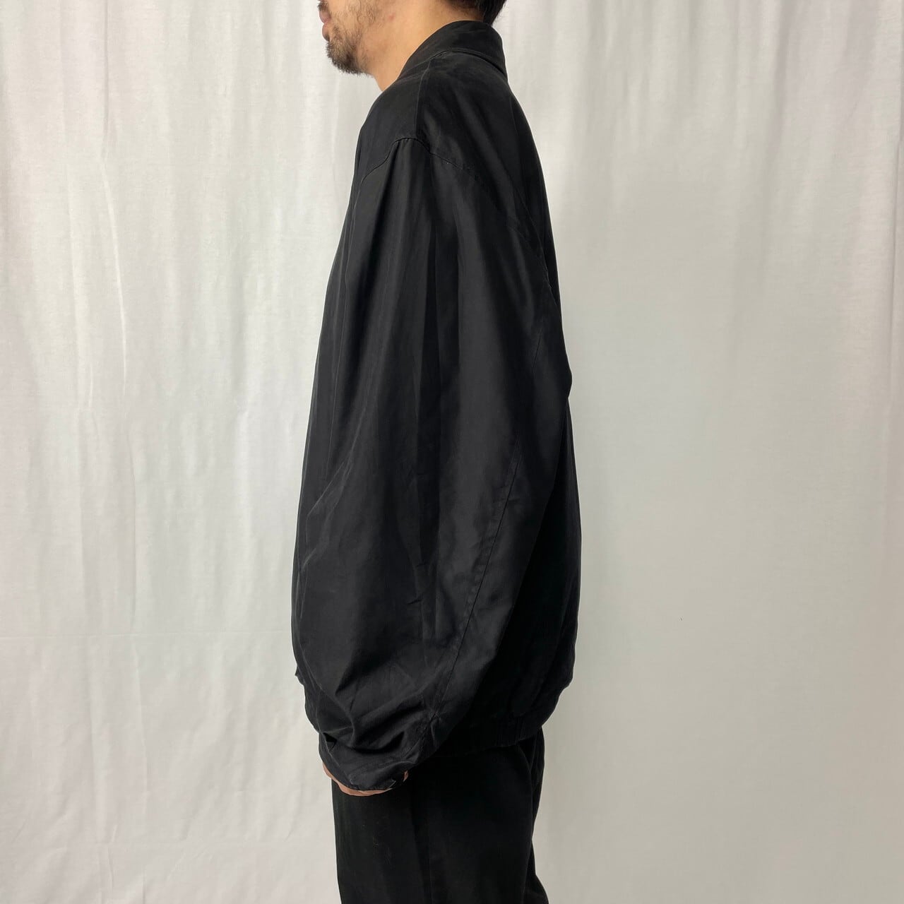 00s スイングトップピーチスキンドリズラージャケット黒フェードブラック短丈古着 SEABEES Drizzler Jacket - Black / シービーズ ドリズラージャケット