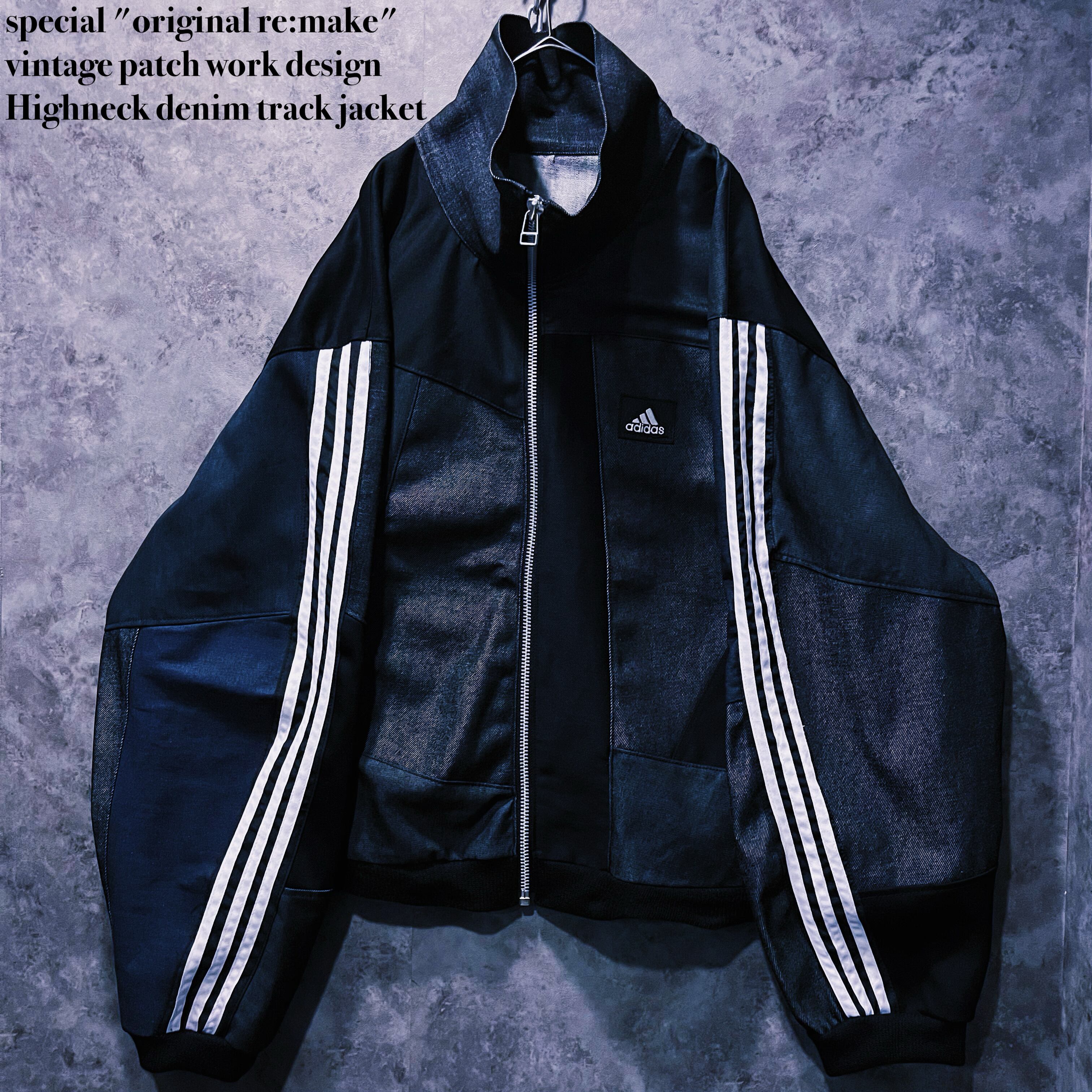 【doppio】special "original re:make" vintage patch work design Highneck denim track jacket