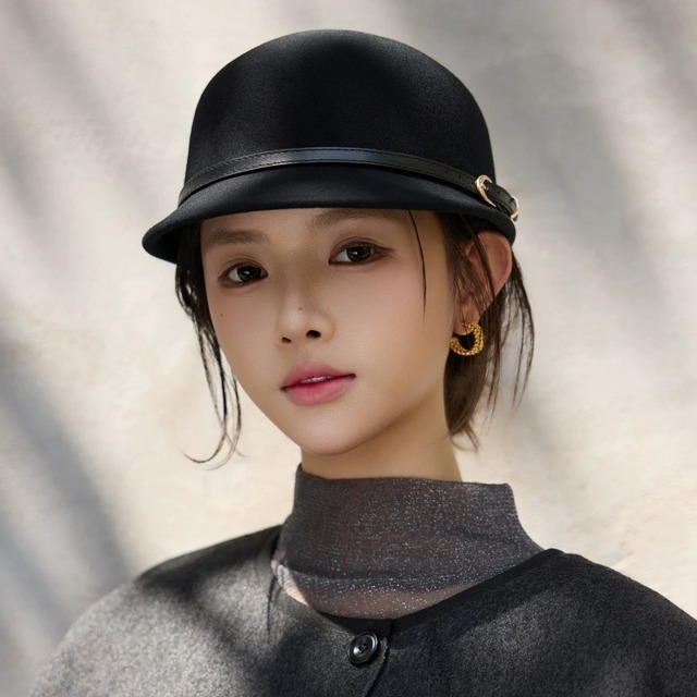 全3色/Leather belt wool cap　B1246