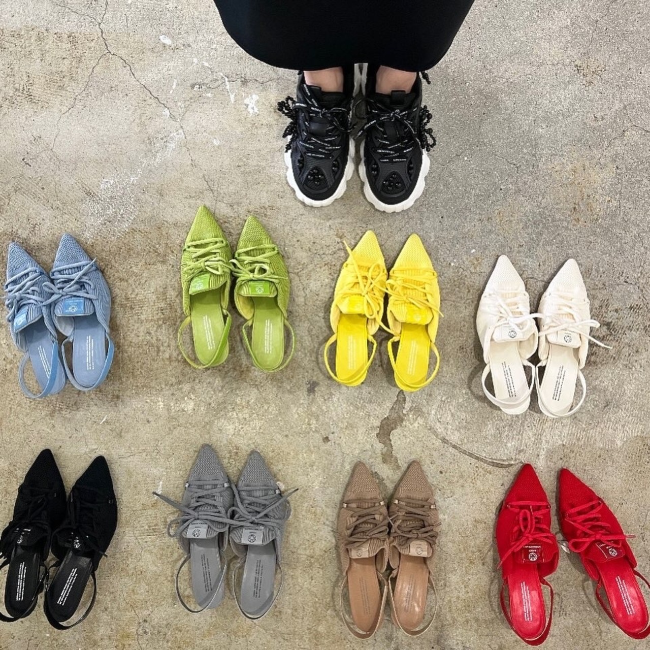 メゾンマヴェリックプレゼンツ　MAISONMAVERICKPRESENTS 　ニットレースアップヒールスニーカー