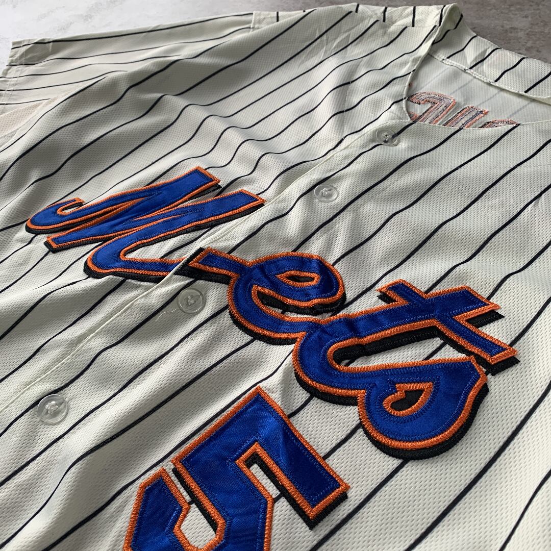 Majestic “Mets” ベースボールシャツ MLB 刺繍 激レア   古着屋