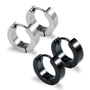 【新着特価】Yesallwas フープピアス リングピアス メンズ レディース 4個セット ブラック シルバー 2色 ステンレス イヤーカフ シンプル 両耳分 セット