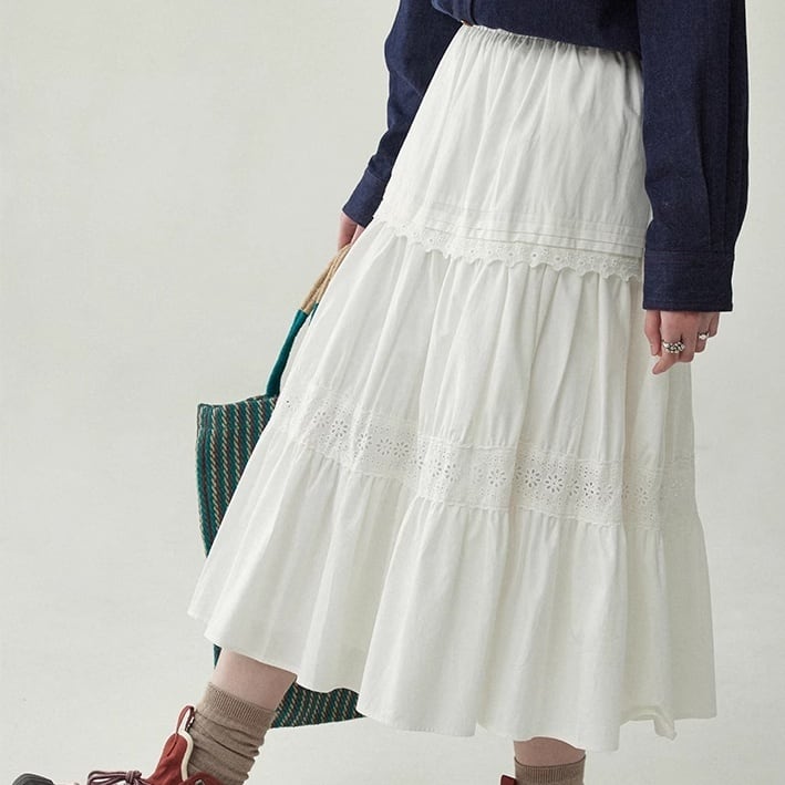 レースミモレ丈スカート M0787