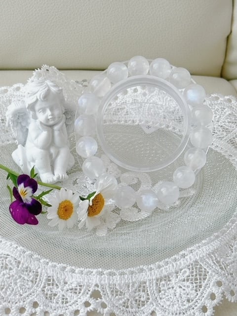 ブルームーンストーン(ペリステライト) スリランカ産 高品質 4A ブレスレット 13~13.5㎜