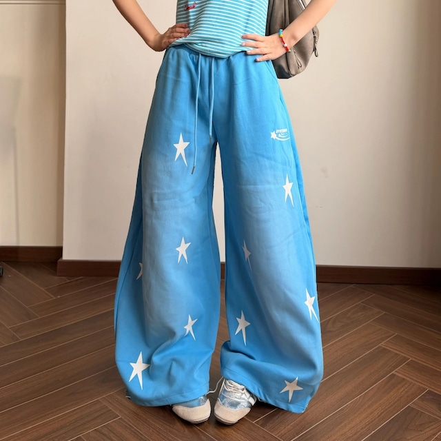 スターグラフィックグラデーションワイドラインスウェットパンツ 2col R02528