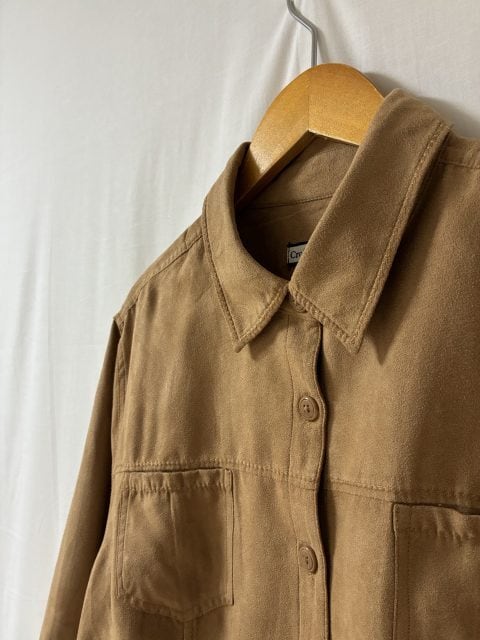 Stitched Design Micro Suede Long Sleeve Shirt