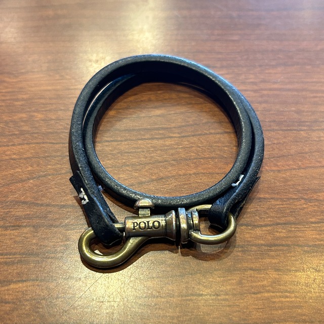 RALPH LAUREN LEATHER BRACELET BLACK