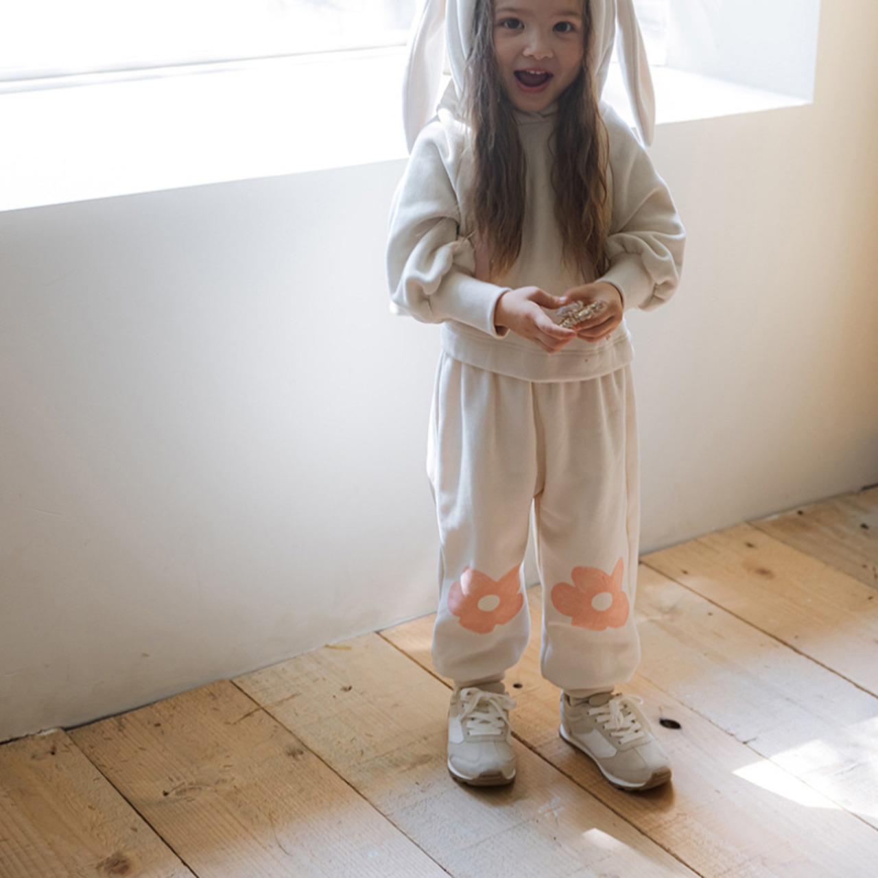 冬ひざ花柄厚手ボトムス2色