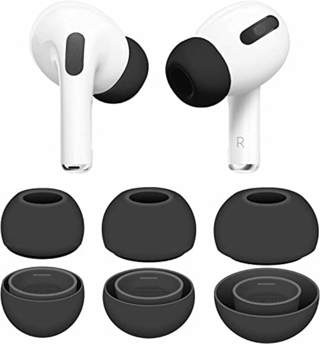 AMAPC for AirPods Pro イヤーピース AirPods Pro 2 シリコン イヤーチップ (SMLサイズ 3ペア) イヤーチップ 交換用 体熱活性化メモリーフォーム外部ノイズ低減 音質向上 遮音性 ソフト 滑り止め 柔らかい 脱落防止 ブラック