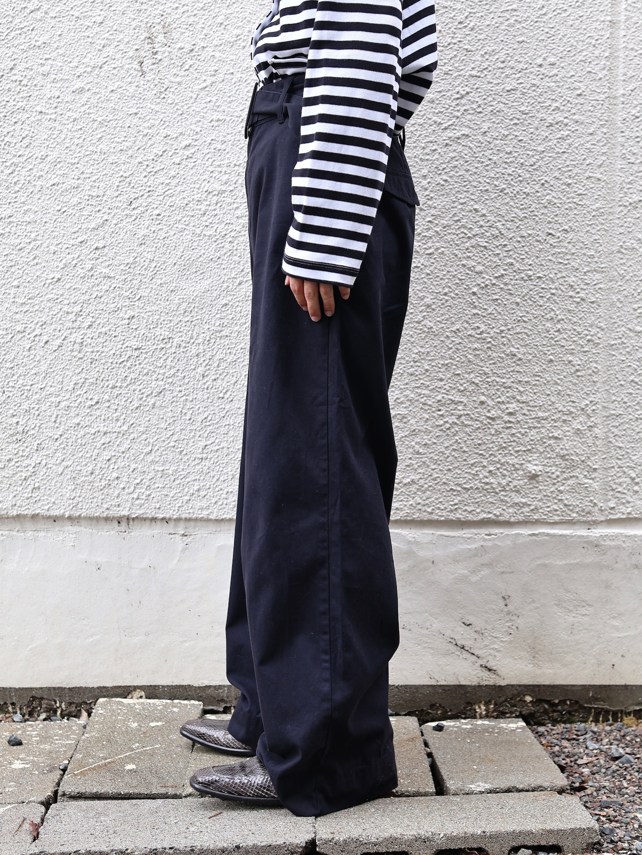 belted wide slacks