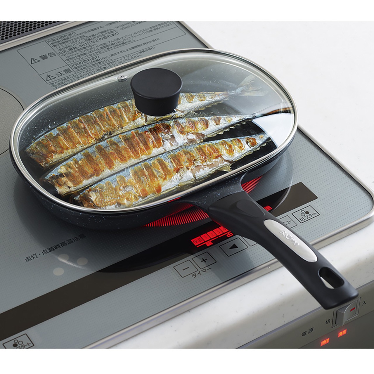 グリルパン ガラス葢付き