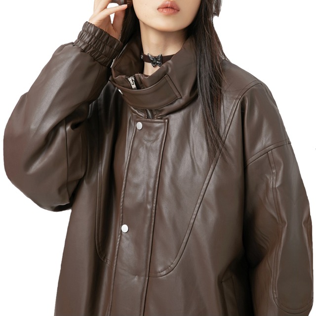 "DivinE" High Street Loose PU Leather Jacket
