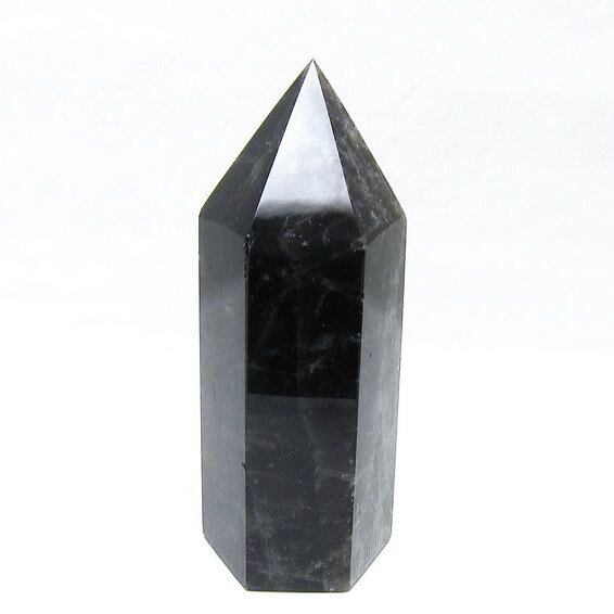 モリオン ポイント 六角柱 黒水晶 置物 一点物 152-4274