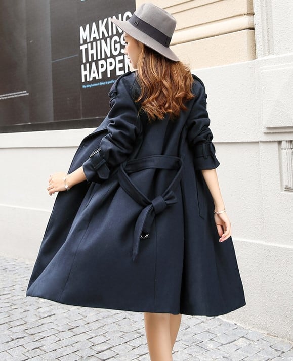 ベーシック ラグランスリーブ ダブルボタンコート ベルト付き 肩章