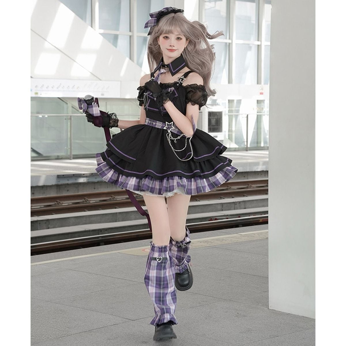 ゴシックパンクパープルアイドルセットアップ | Maiden's Rêve