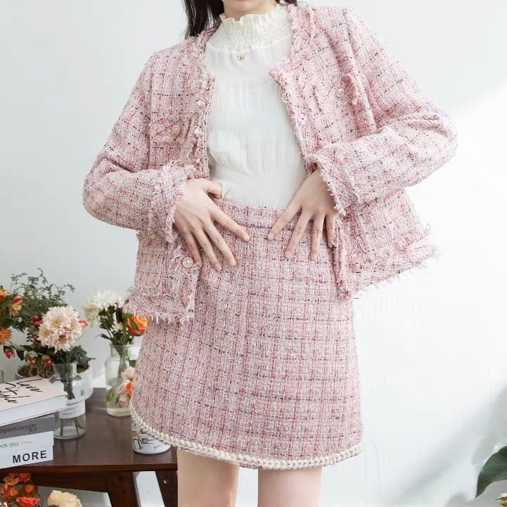 ハロッズ HARRODS 混ぜれ スカートセットアップ - ピンク レディース  