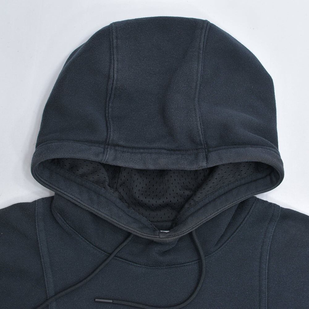 オールドナイキ★パーカー XL 刺繍ロゴ ヴィンテージ スウェット 黒 00S 古着 90s USA製 NIKE センター スウォッシュ ロゴ 刺しゅう