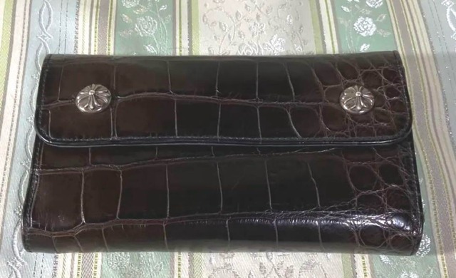 CHROME HEARTS クロムハーツ ダークブラウン クロコダイル 長財布 ウェーブ WAVE ウォレット