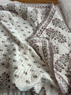 イングリッシュガーデン　コンフォートブランケット　ブロックプリントキルト　お布団　