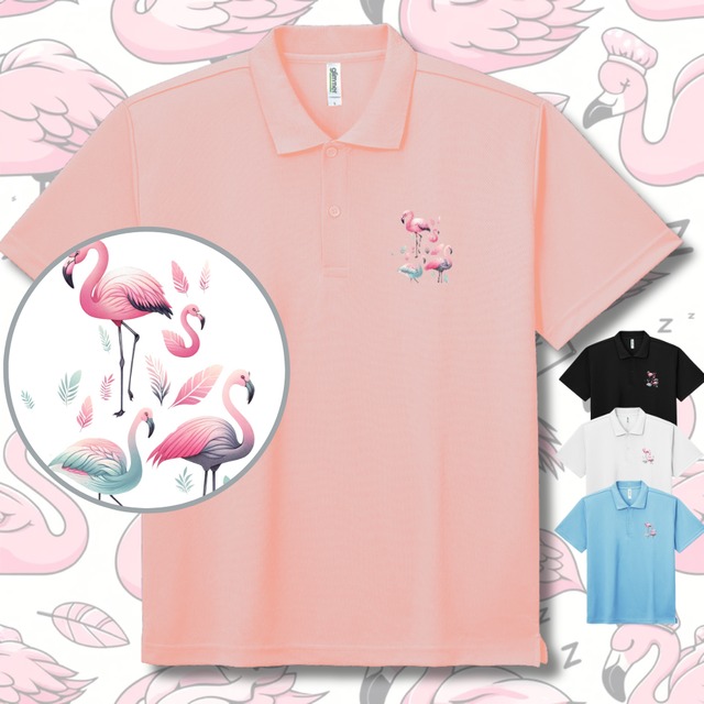 Polo-shirt-one point-フラミンフェザー 4123