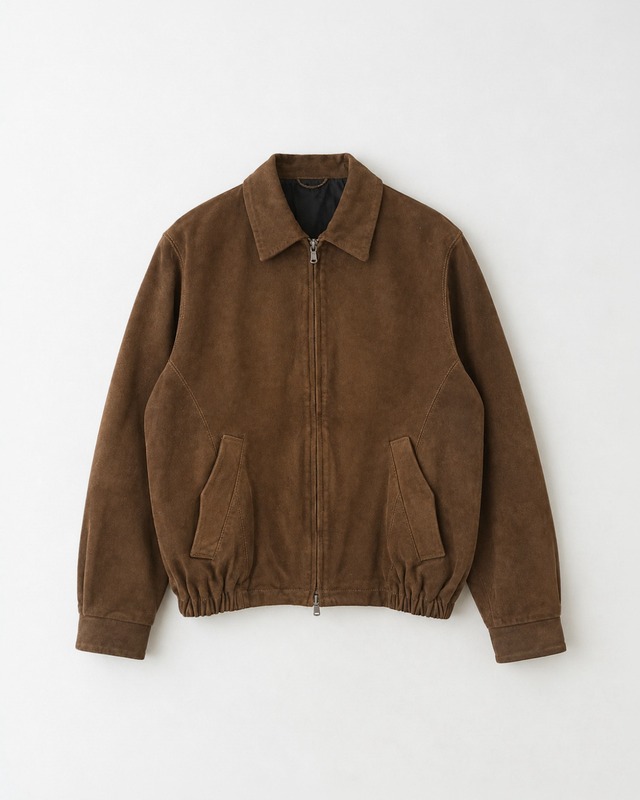 saby BOY SCOUT GOAT LEATHER BLOUSON - India Goat Suede - D.KHAKI