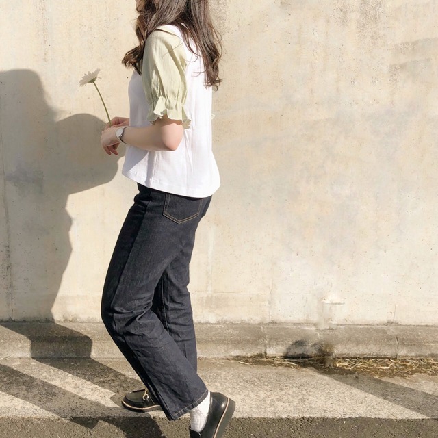 【綿100%】大人可愛い フリル袖ブラウス｜デニム調｜画像15