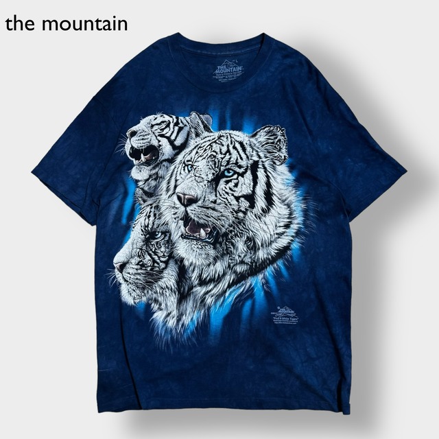 【THE MOUNTAIN】アニマルプリント Tシャツ 半袖 ビッグサイズ ホワイトタイガー トラ 虎 タイダイザマウンテン メキシコ製 2013 L 古着