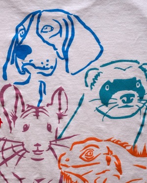 【古着】"super pet" カラフル・アニマル バックプリント T