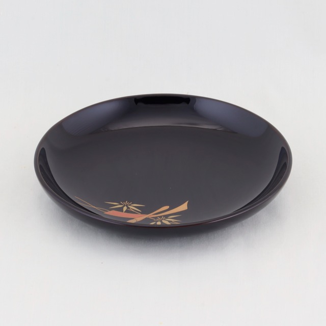 1500 輪島塗　銘々皿／丸形／黒塗／五節句蒔絵／五枚組