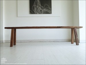 オールドチーク無垢材 大型ベンチN205cm 長椅子 古材家具 ダイニングベンチ 一枚板 椅子 一点物 世界三大銘木 idavin