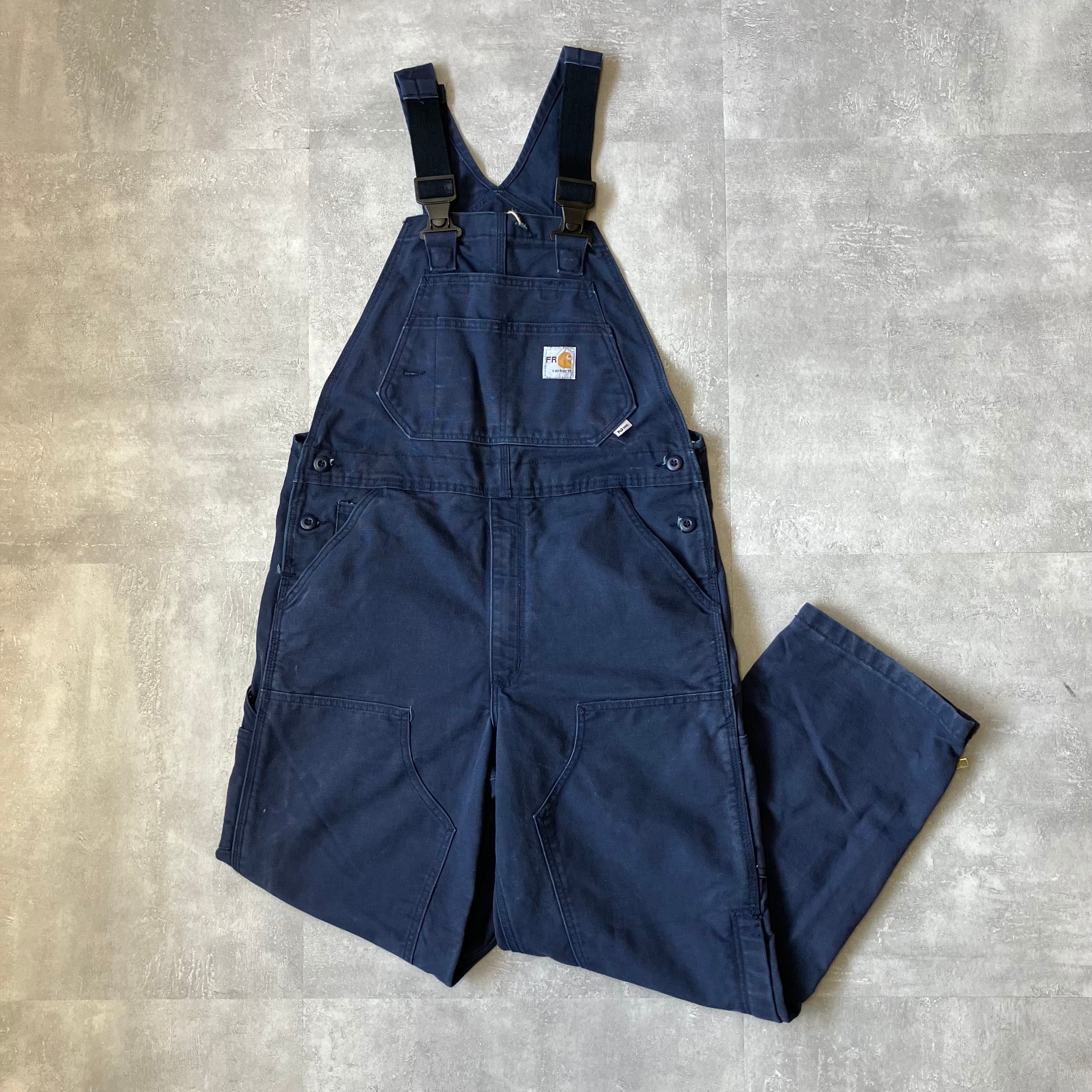 《実寸w38l30》Carhartt カーハート オーバーオール FR ダック生地 ネイビー No.3465