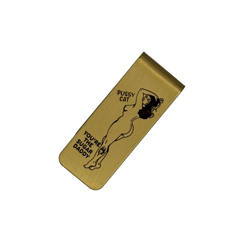 USA 真鍮 セクシー ピンナップガール マネークリップ ミニマリスト ビンテージ レトロ 札入れ 財布 ウォレット : MOCP-012