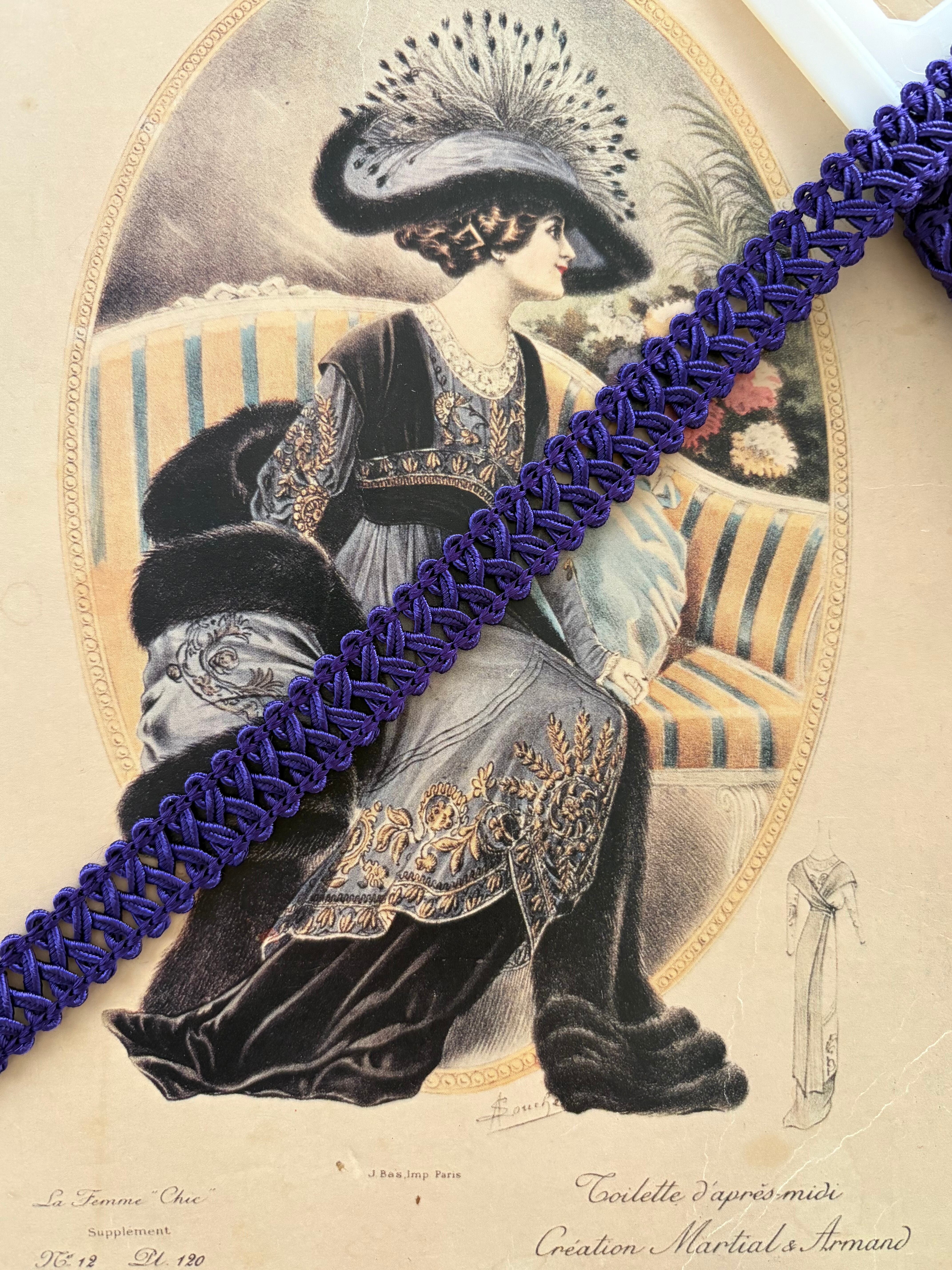 フランスVintage ブレード パープル 13mm カルトナージュ デコレーション材 50cm /カット カルトナージュ デコレーション材