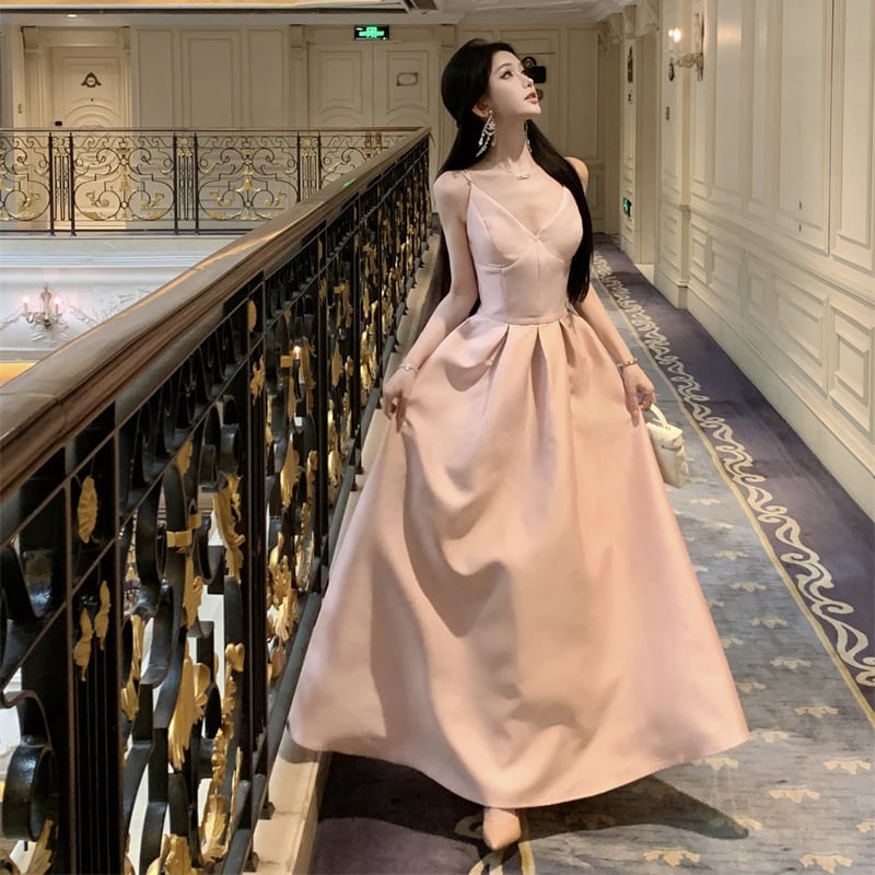 Lady's coco ロングドレス キャバドレス フレンチヴィンテージ ウエストマーク Vネック 上品 パーティー JC2-CD5-109-85070700