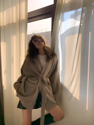 Velvet french lazy lace-up coat【H00042】