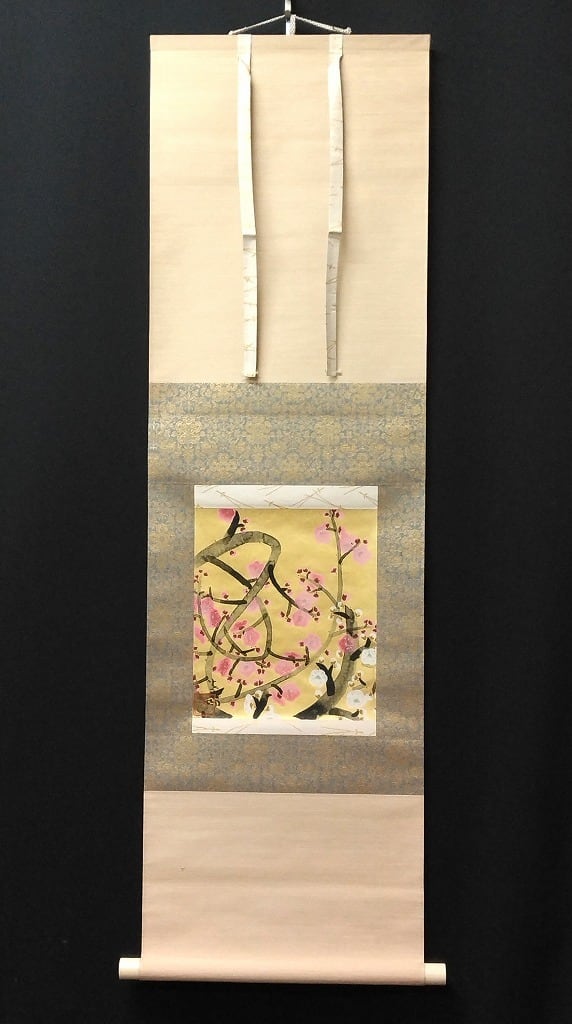 前田青邨｜MAEDA Seison( 岐阜-東京/ 1885-1977) 「紅白梅」色紙幅 巧