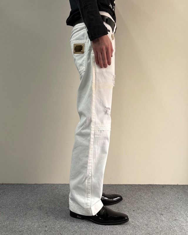 【DOLCE&GABBANA】Destroyed Straight Denim Pants