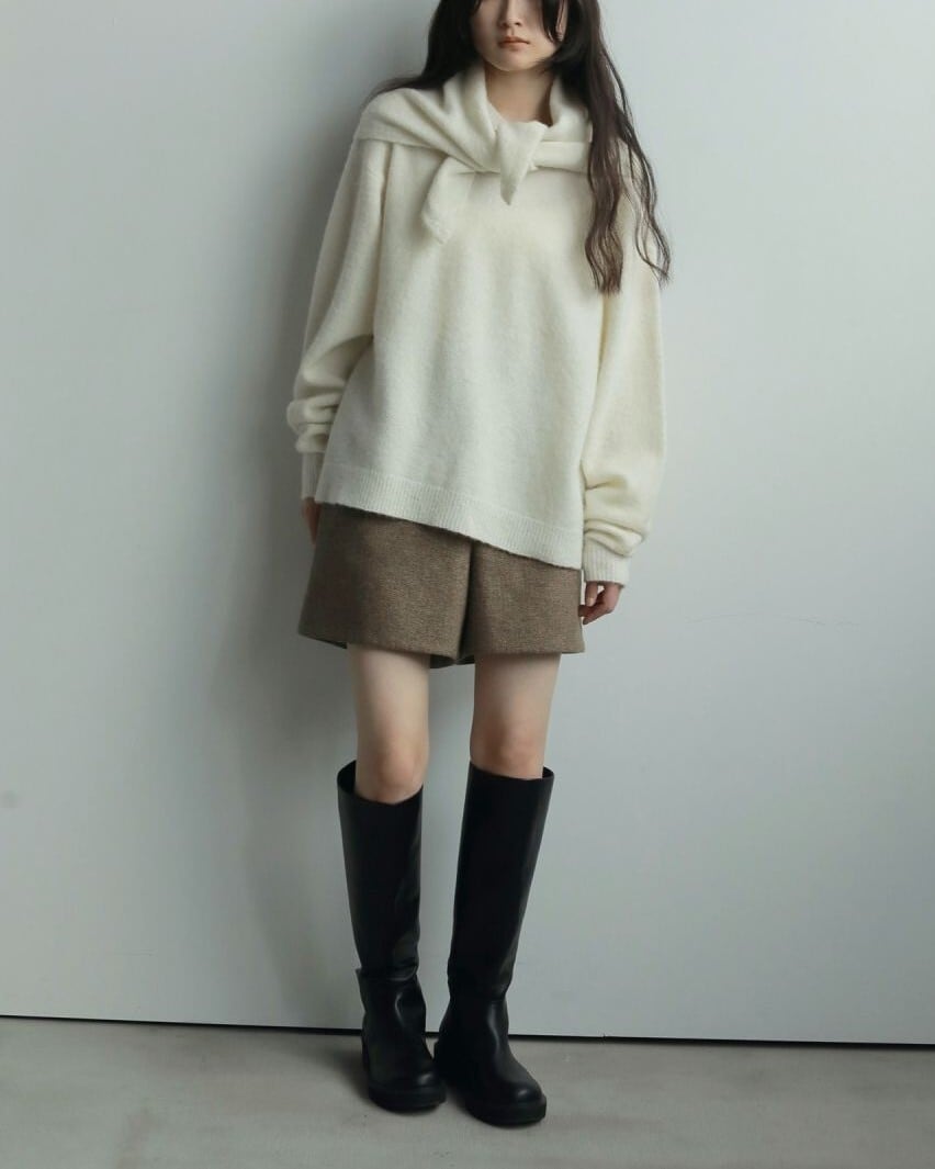 anuke(アンヌーク) Layered Scarf Knit | サウスオレンジ｜メンズ