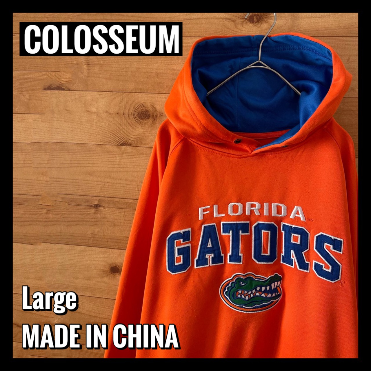 【COLOSSEUM】カレッジ フロリダ大学 ゲーターズ 刺繍ロゴ ポリパーカー Lサイズ US古着 Florida Gators football