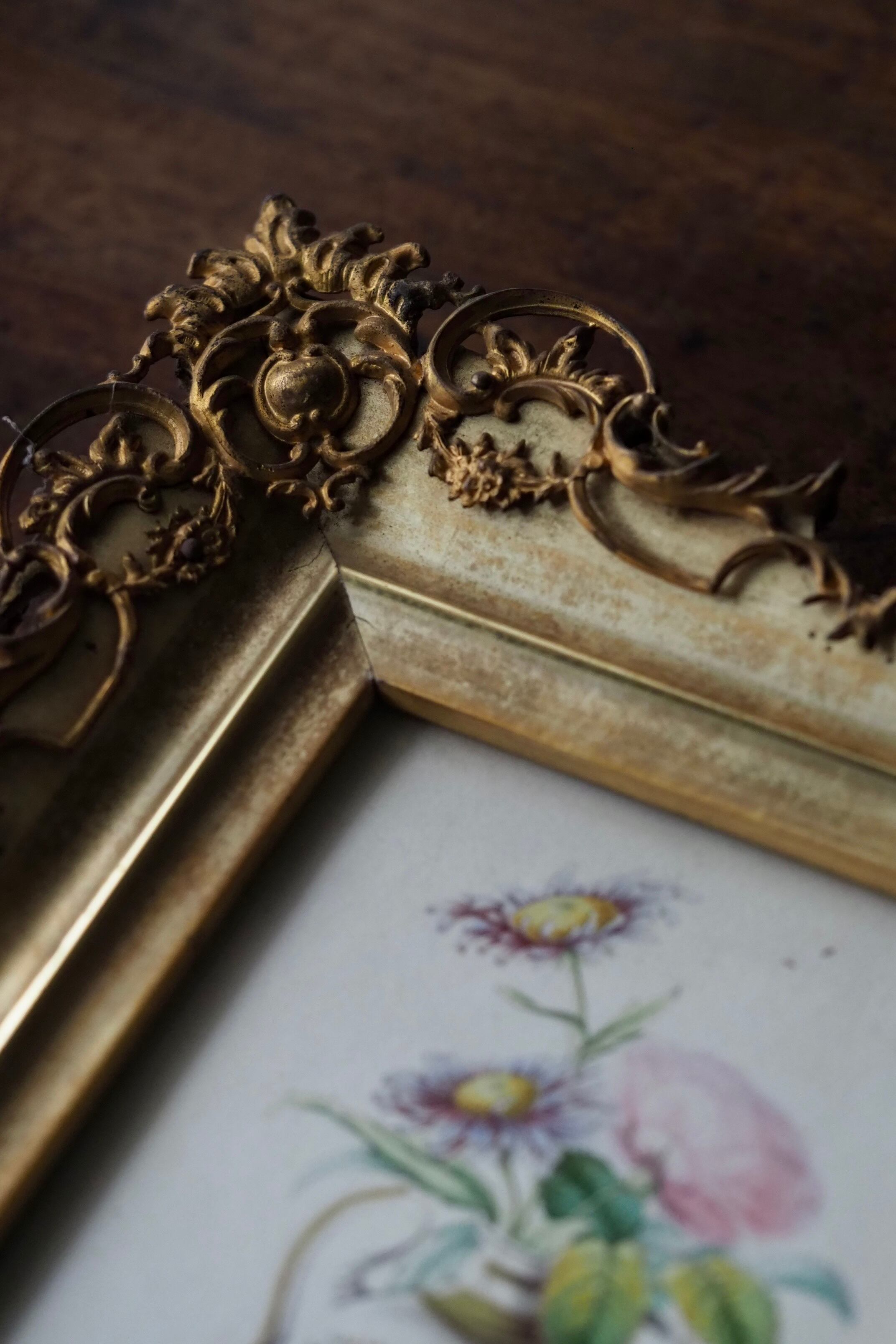 壺と花 オルモル装飾額 No.2-antique gilt bronze frame