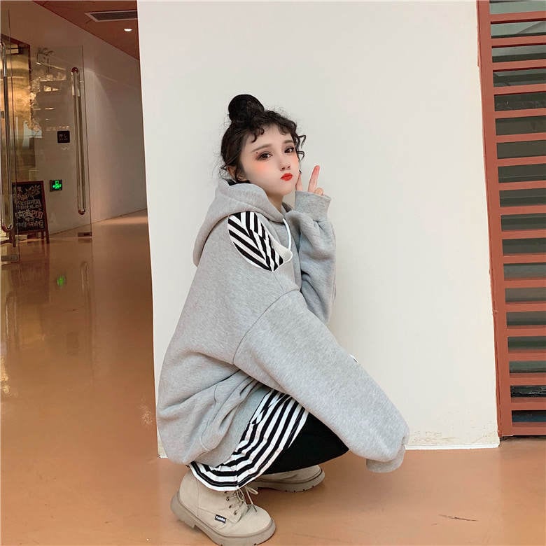 秋 冬 レディース トップス トレーナー スウェット フード付き 重ね着