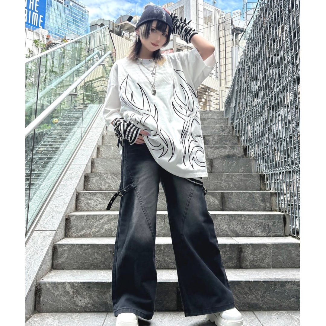 ブラックウォッシュ ワイドデニムパンツ | VOLCAN&APHRODITE